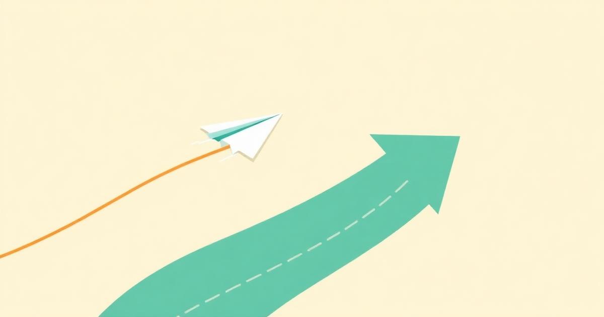 Flat editorial illustration of a paper airplane beside alternate route arrows on warm cream background with teal accents, symbolizing alternatives to Copilot Money.