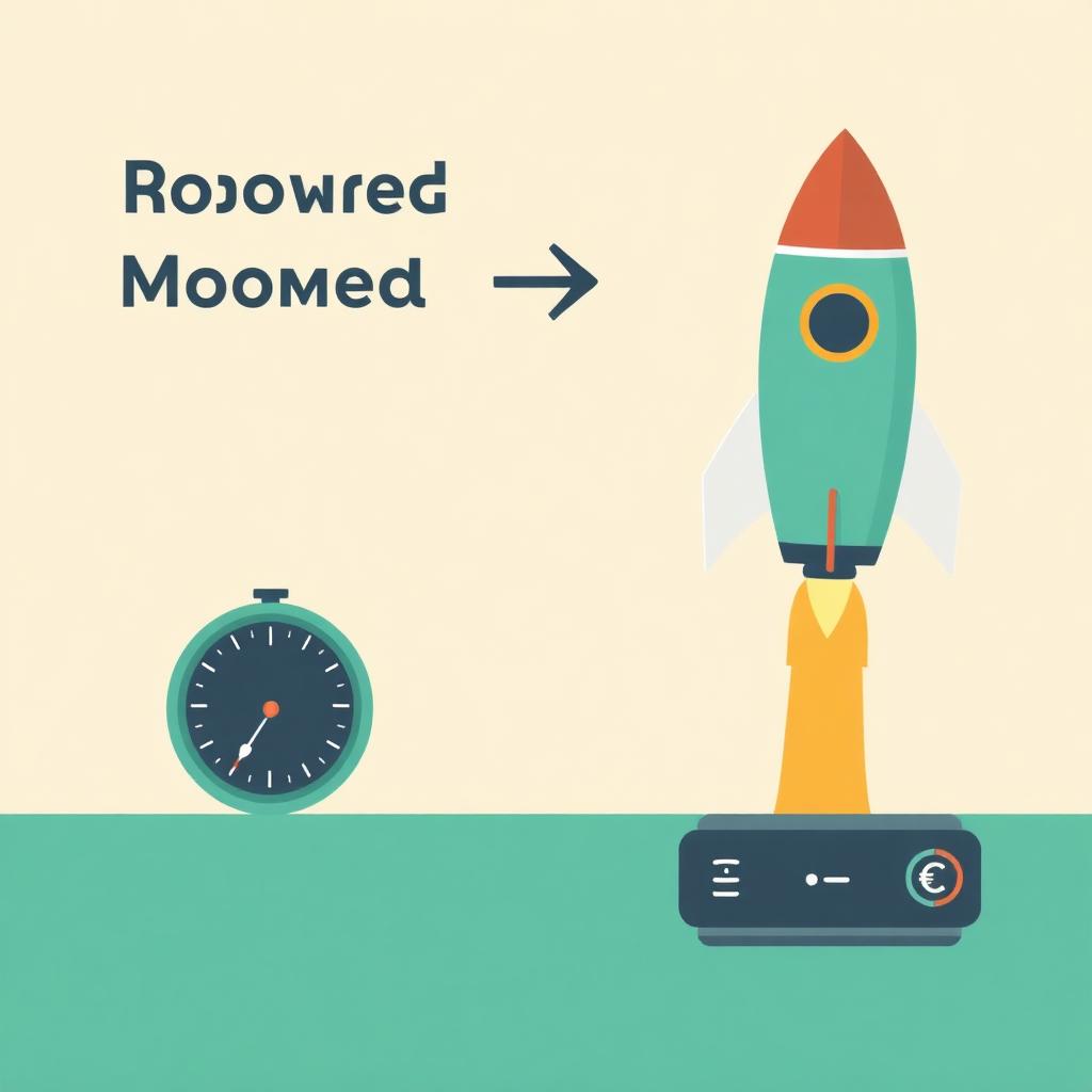 Flat editorial illustration of a rocket ship next to a simple compass and dashboard, symbolizing alternatives to Rocket Money, warm cream background with teal accents.
